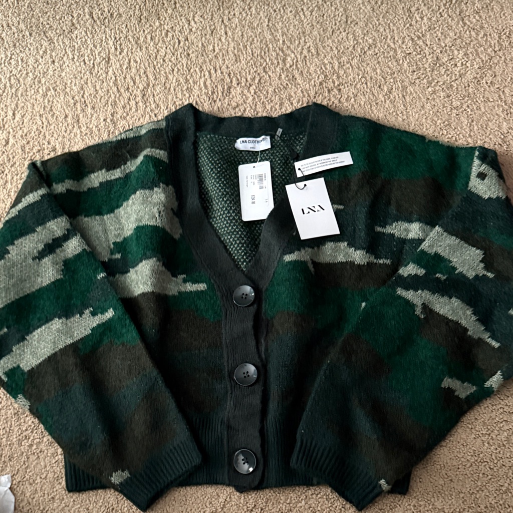 Lna Camouflage Cardigan Sweater